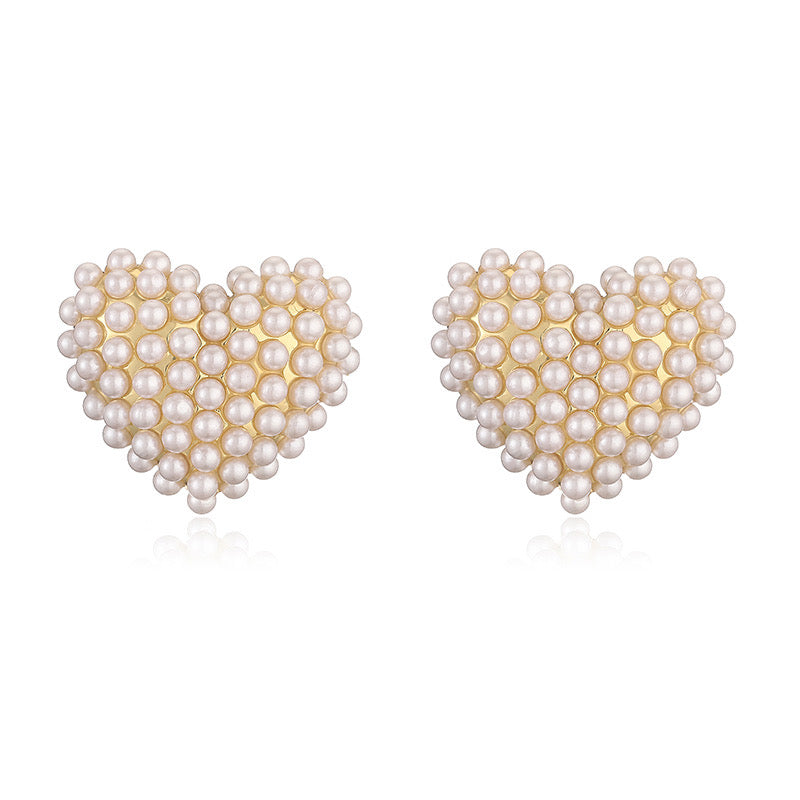 Bubble Heart with Pearl Earrings