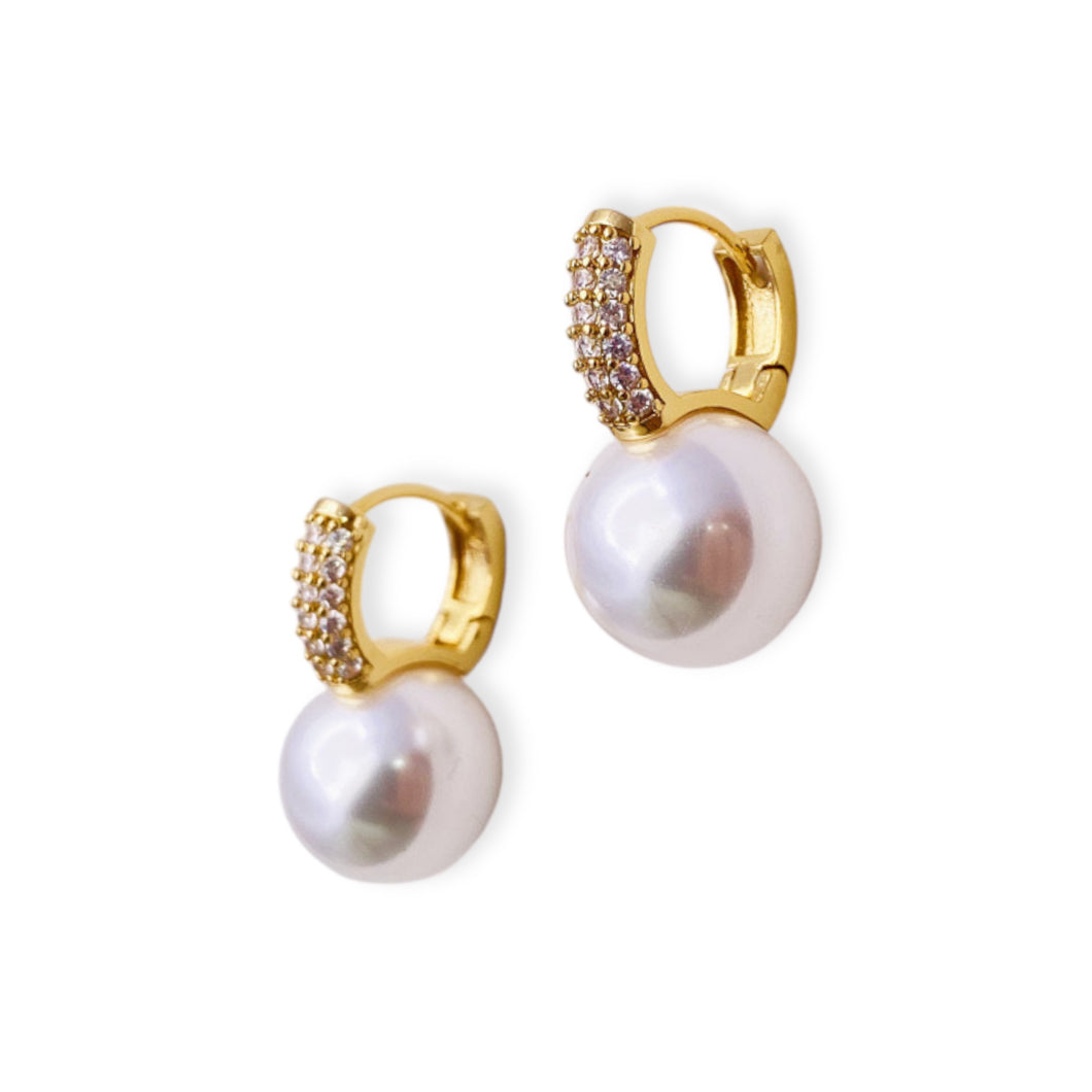Pave Huggies with Pearls