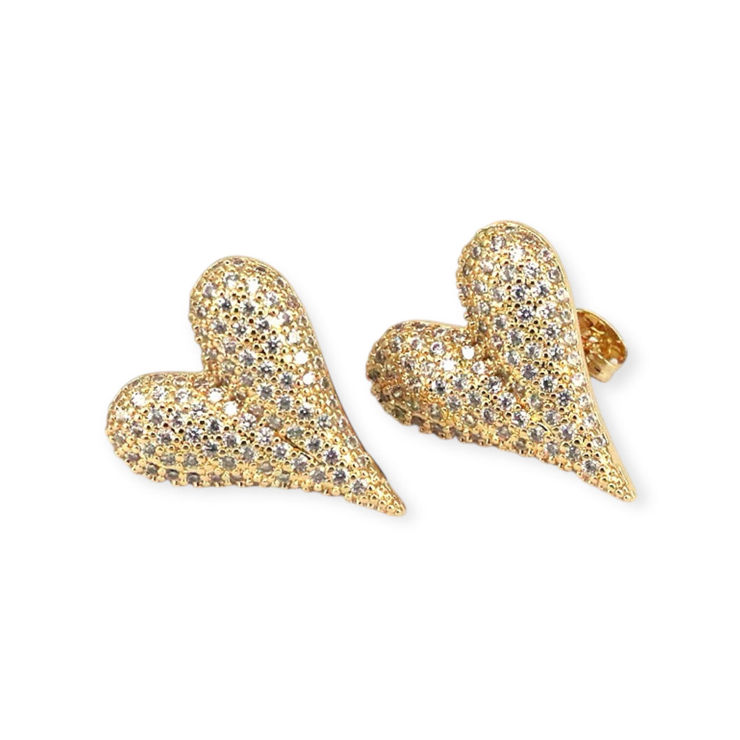 Pave Heart Earrings