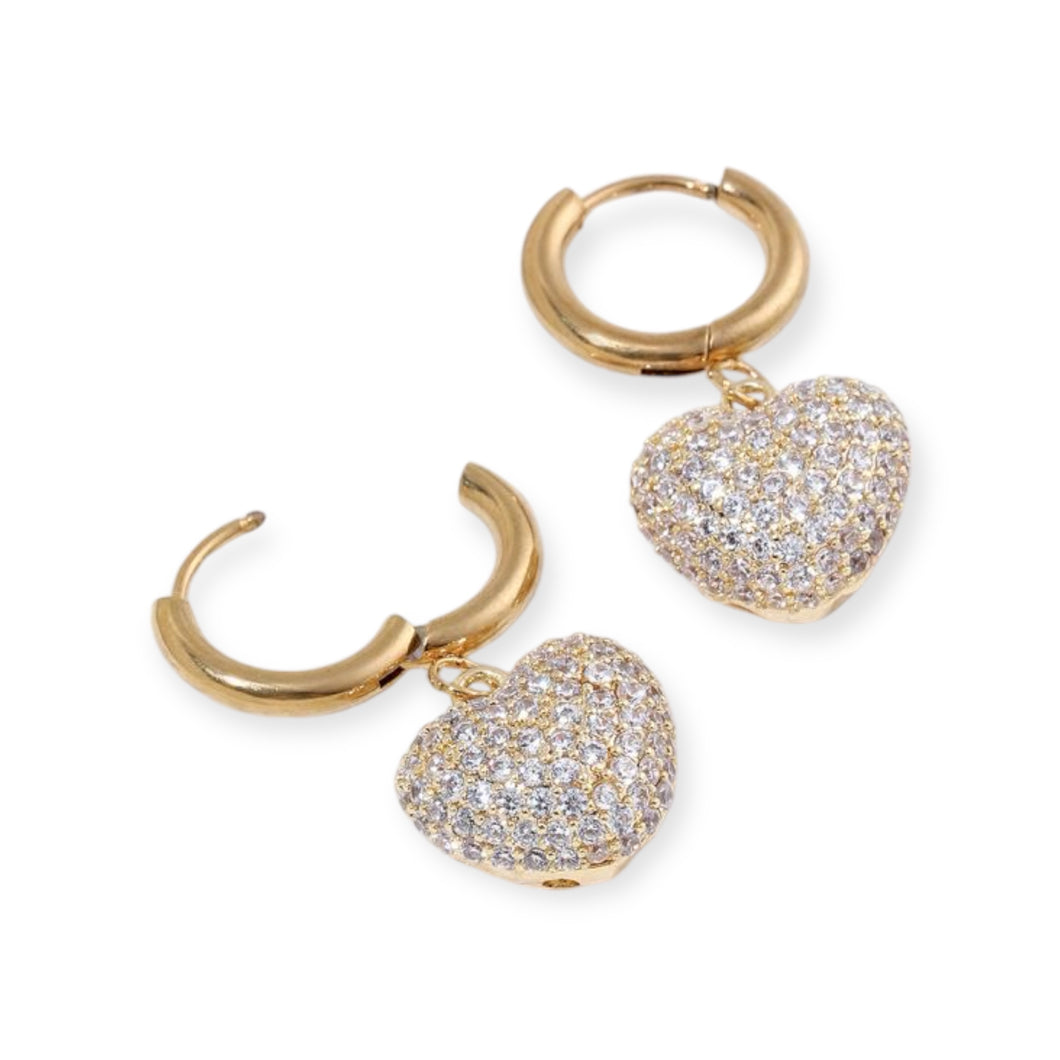 Pave Hearts on Plain Huggies