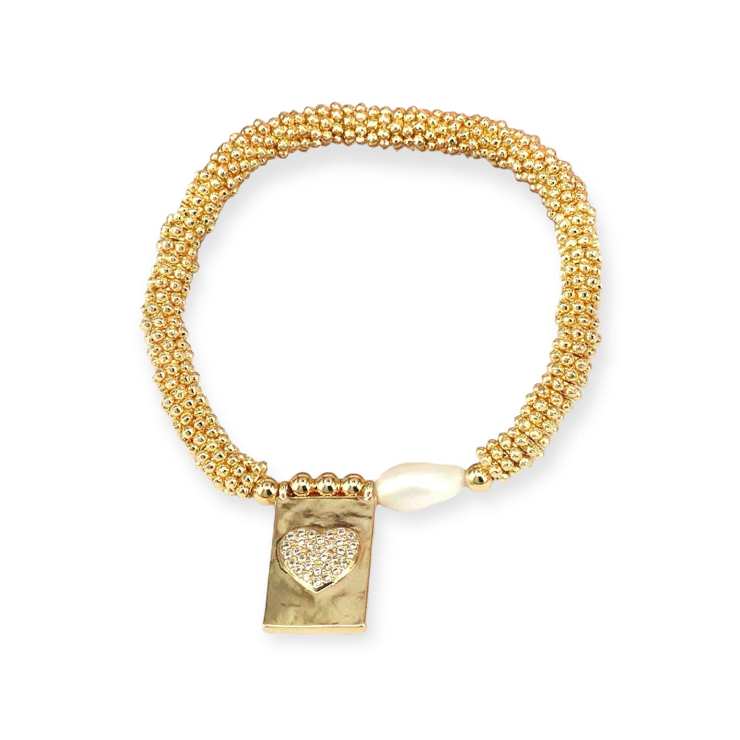 Heart Tag and Pearl Bracelet