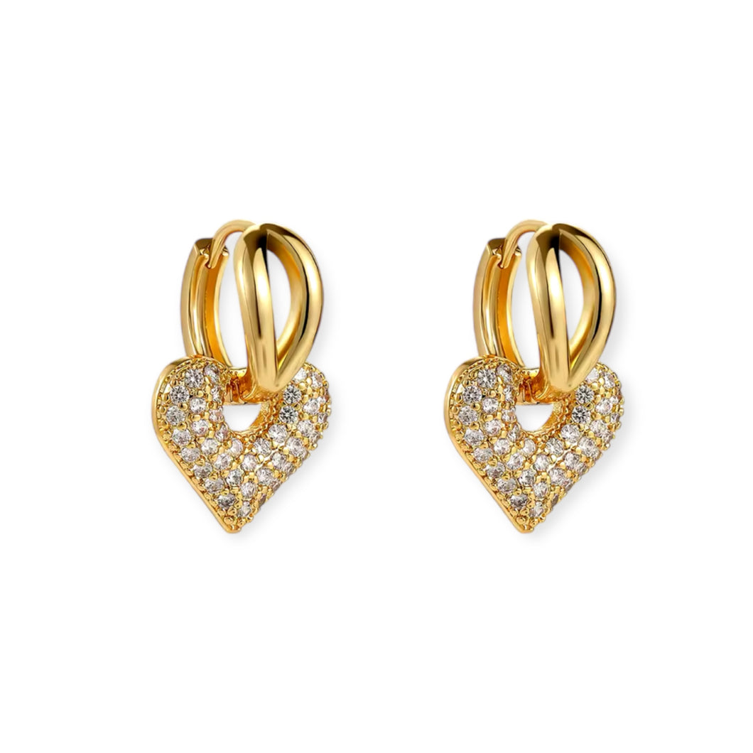Hearts on Split Shank Huggie Earrings