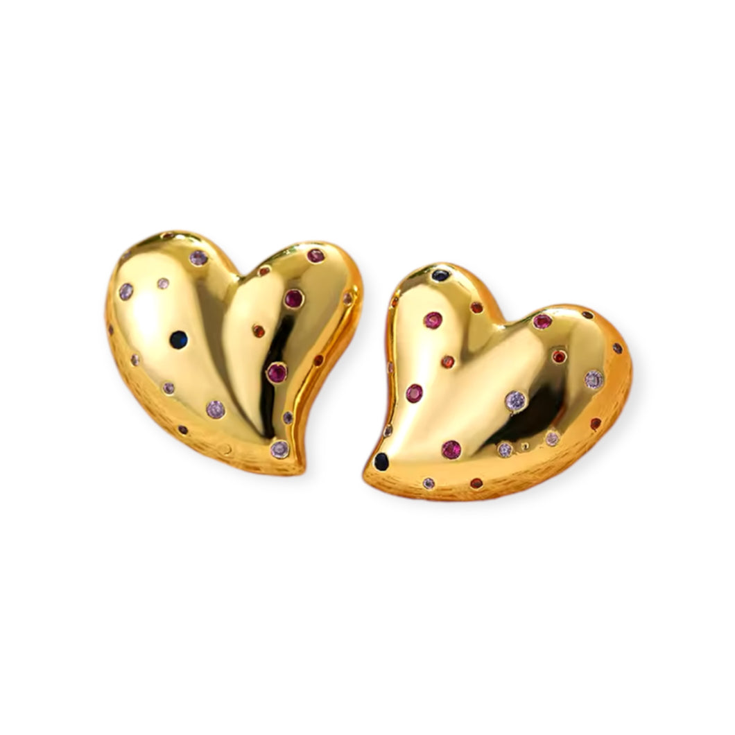 Multicolor Bombe Heart Earrings