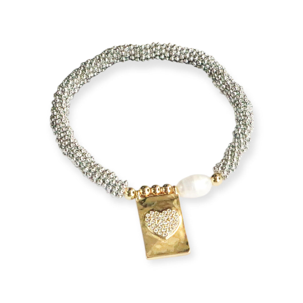 Heart Tag and Pearl Bracelet