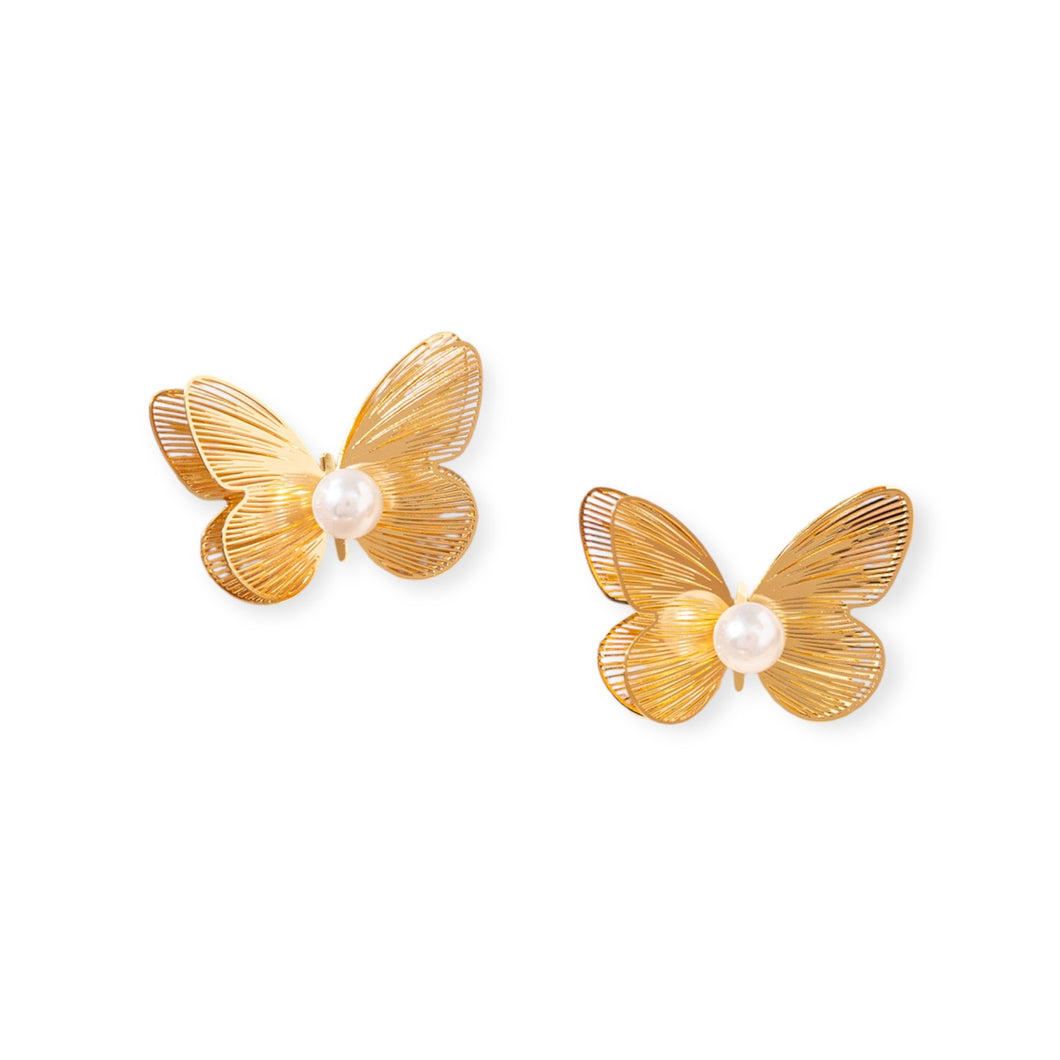 Butterfly with Pearl Earrings