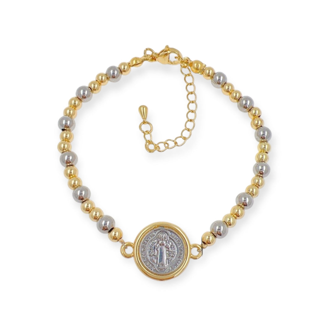 Two tone St Benedict Bracelet