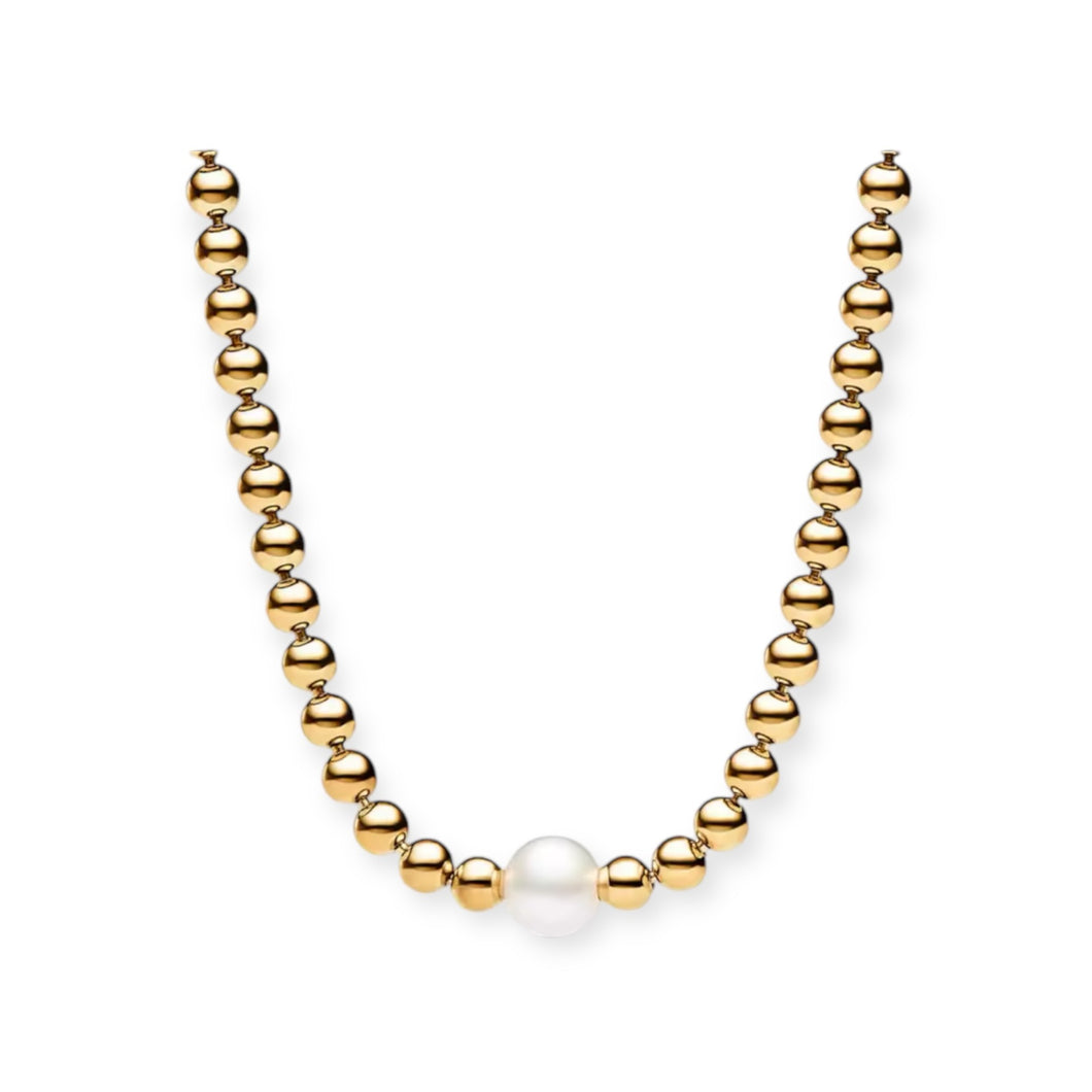 Pearl and Gold Bead Necklace