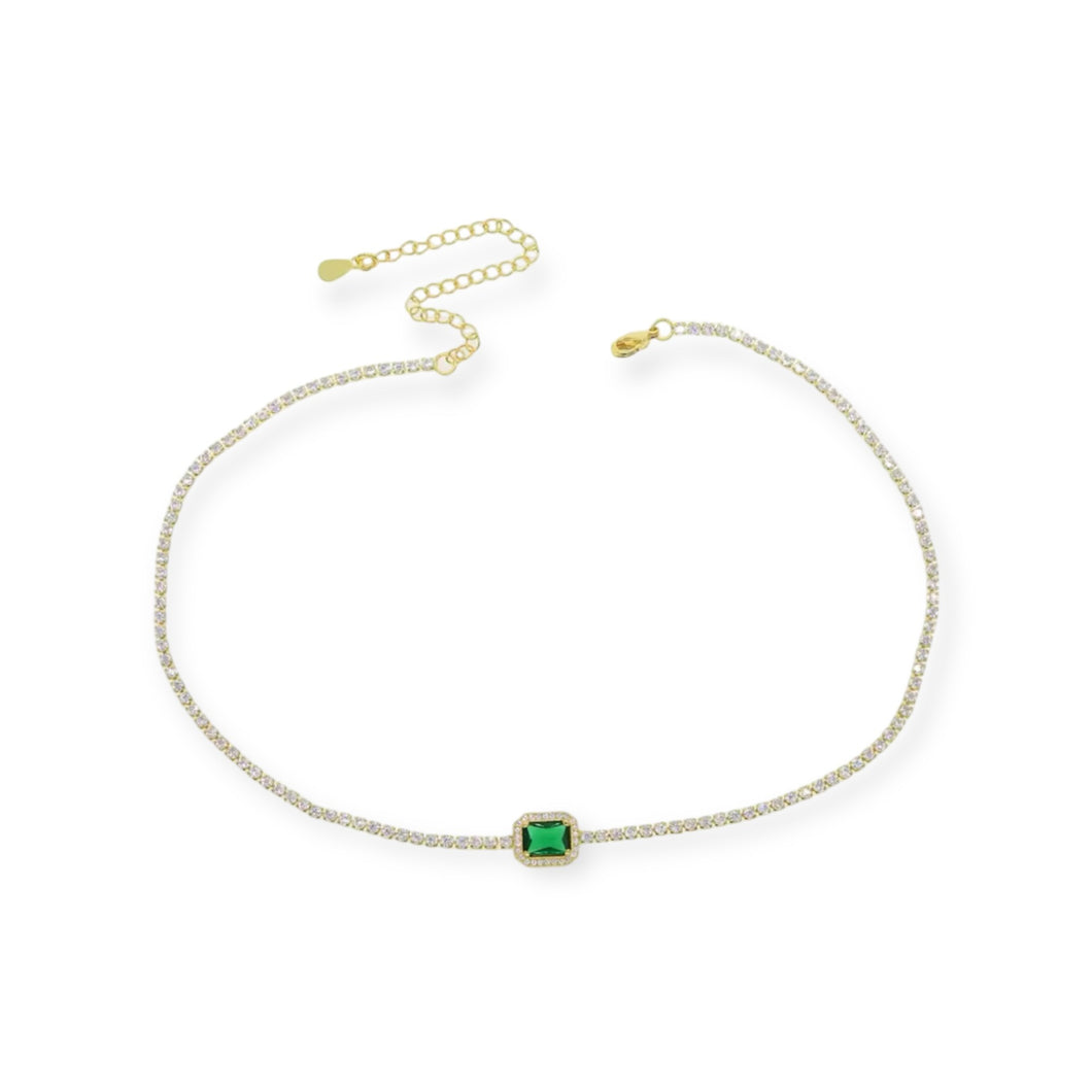 Green Emerald Cut Chocker Necklace