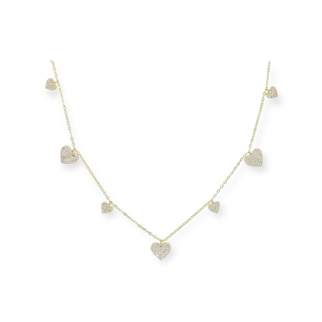 Multi Pave Heart Necklace