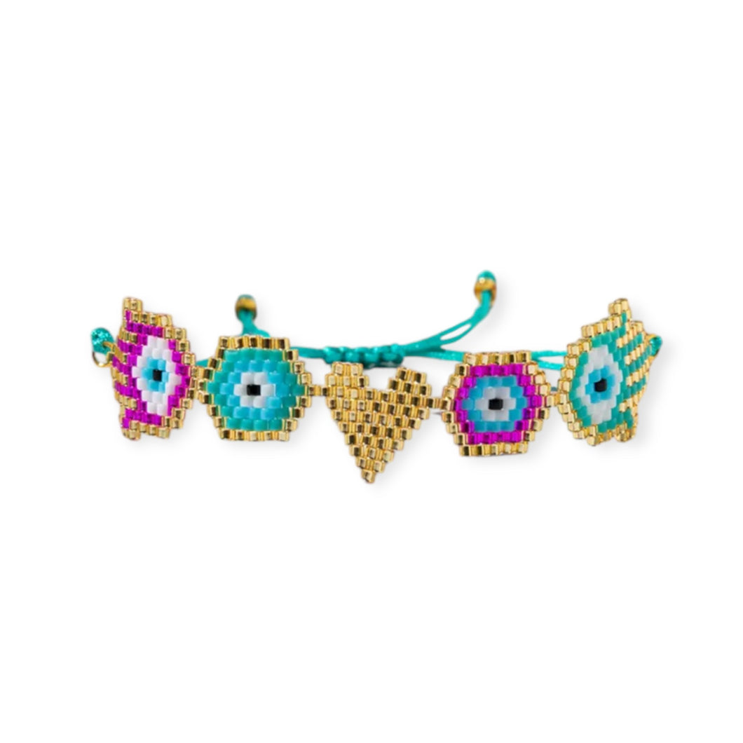 Devil's Eye Palm Heart Beads Bracelet
