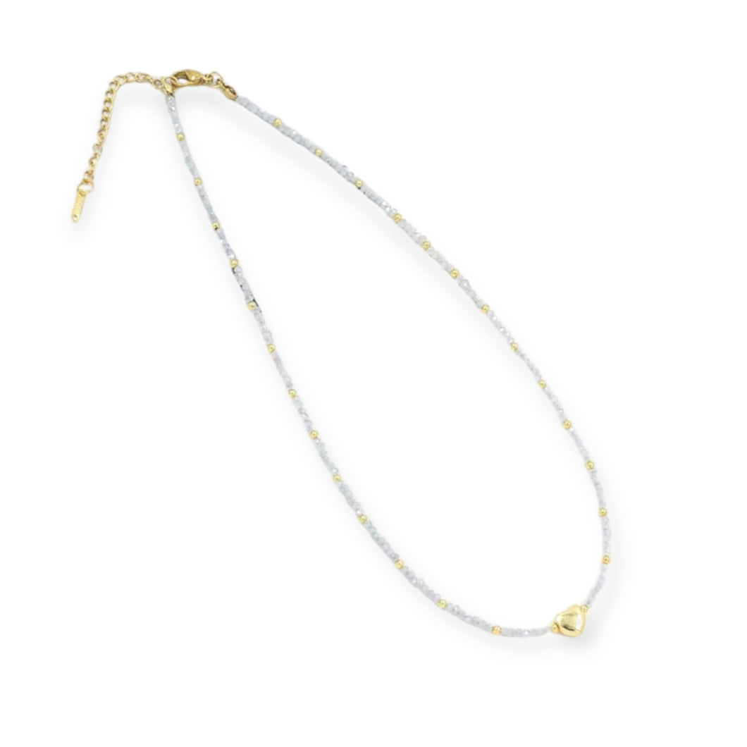 Heart Gray Beads Necklace