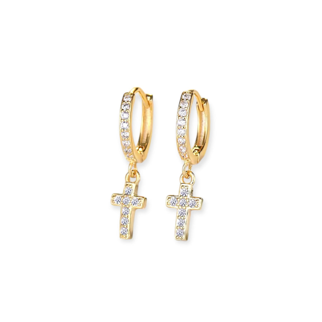 Cross Huggie Earrings
