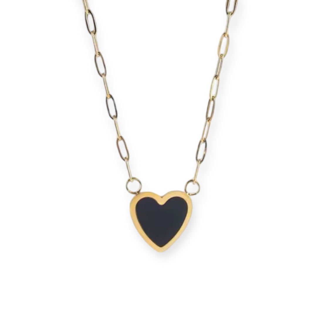 Black Onix Heart Necklace