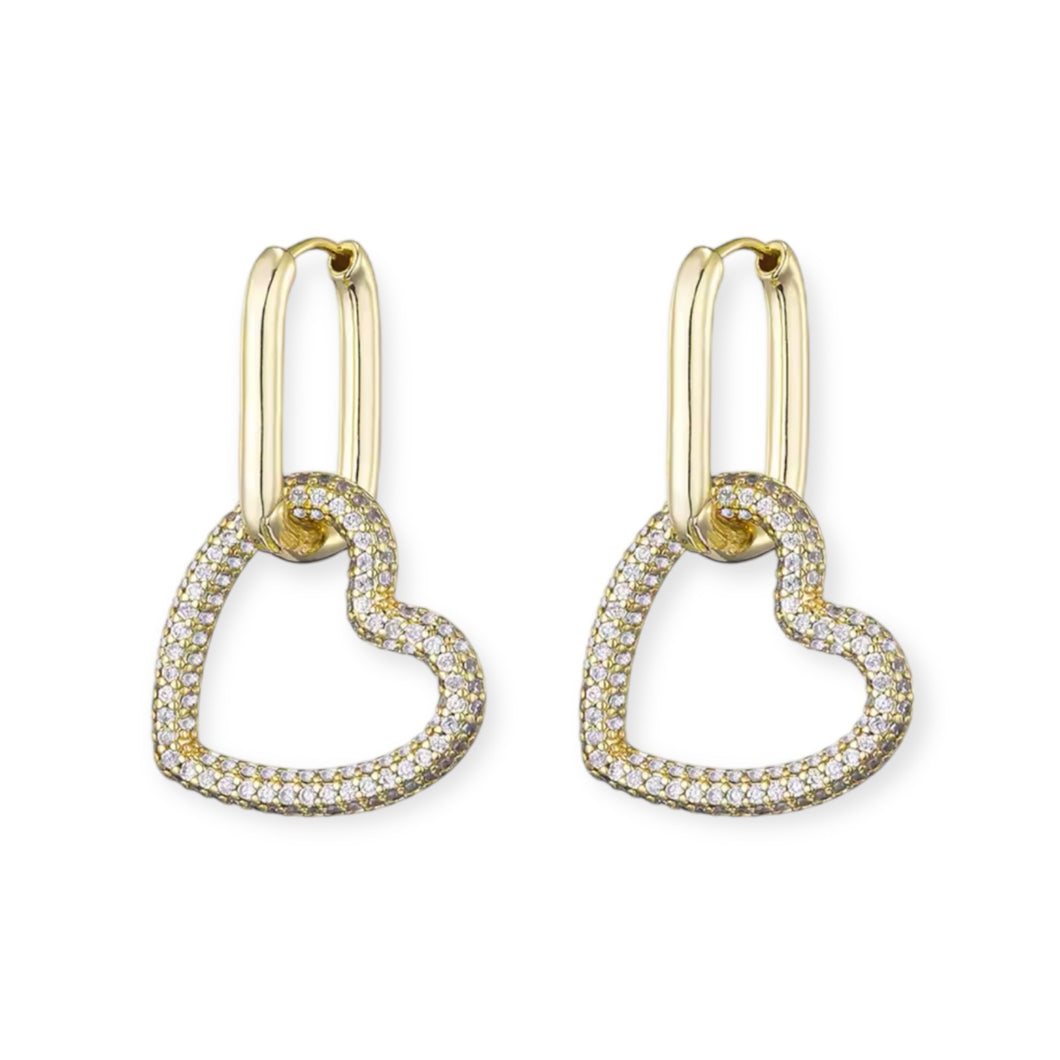 Pave Heart with Huggie Earring