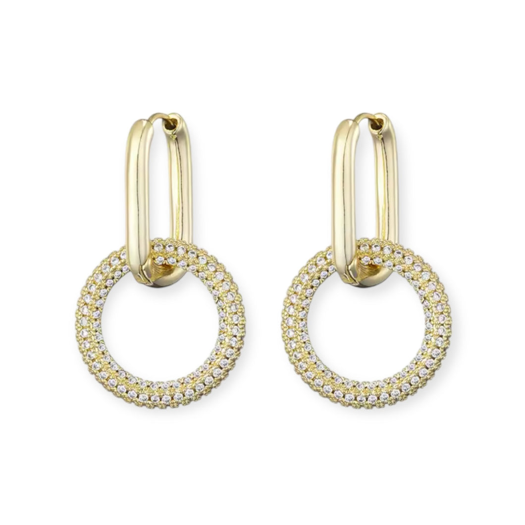 Pave Circle with Huggie Earring