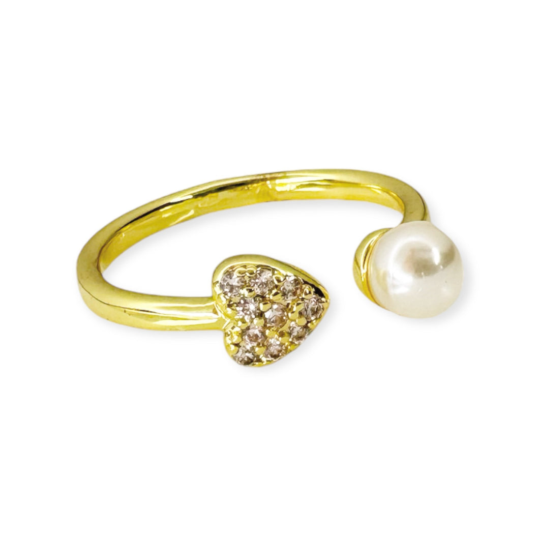 You and Me Pearl and Heart Ring