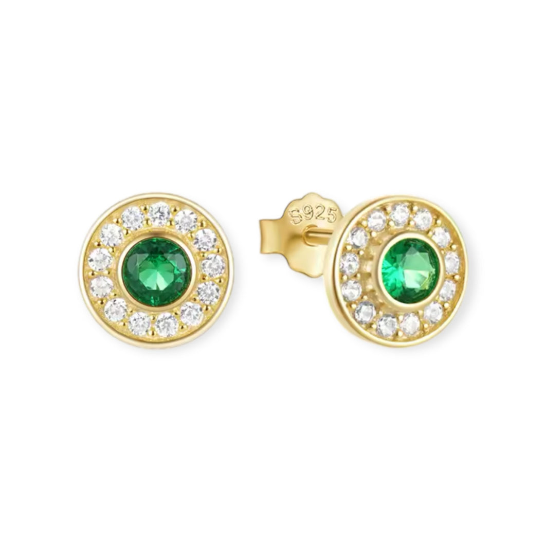 Green and Clear Zirconia Stud Earring