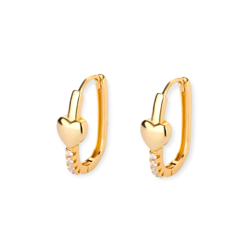 Rectangular Hoop with Heart Earring