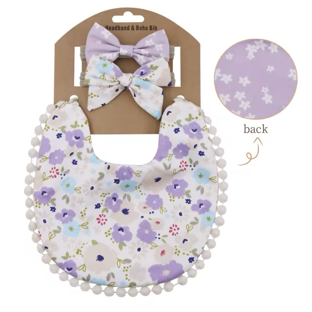 Floral-Floral Reversible Bib Set