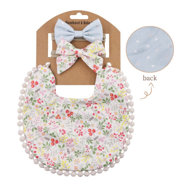 Floral-Crown Reversible Bib Set