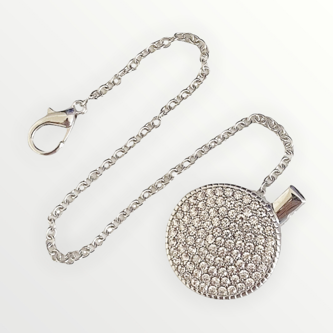 Rhinestone Silver Pacifier Clip